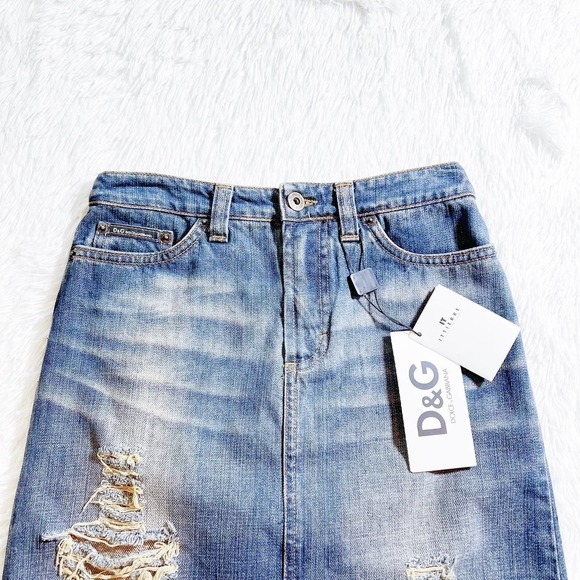 Dolce & Gabbana Ripped Denim Skirt Medium Blue Size 24 - Picture 11 of 13